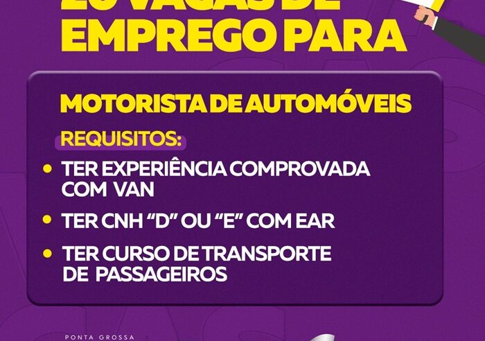 Empresa oferece 20 vagas para motorista de Van