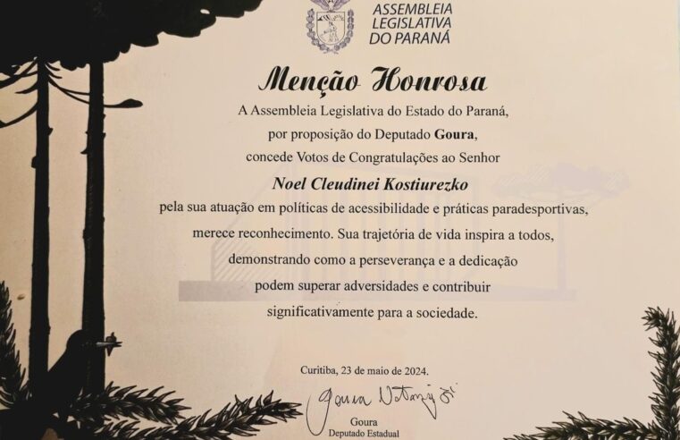 Noel Kostiurezko recebe Menção Honrosa da Assembleia do Paraná