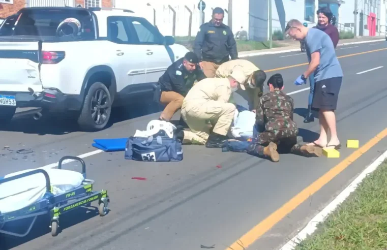 Colisão entre carro e motocicleta deixa homem ferido em Ponta Grossa