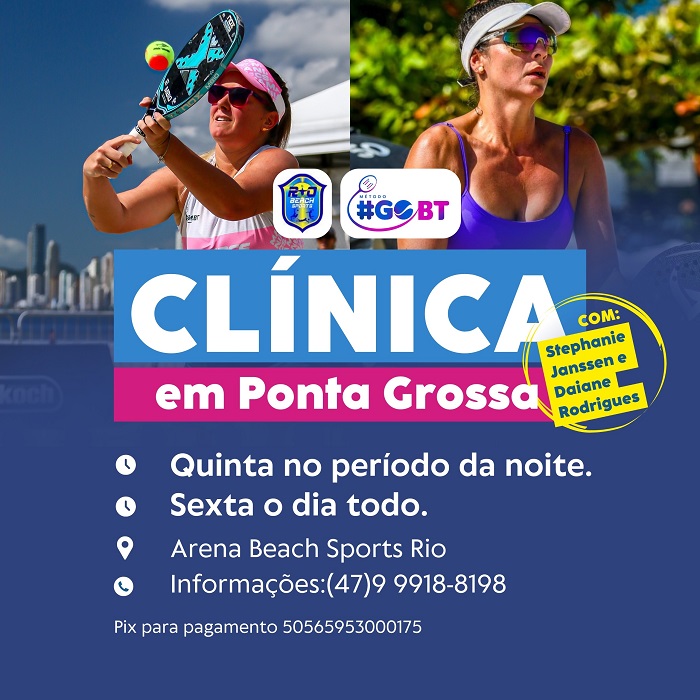 PG TEM CLÍNICA DE BEACH TENNIS A PARTIR DESTA QUINTA-FEIRA