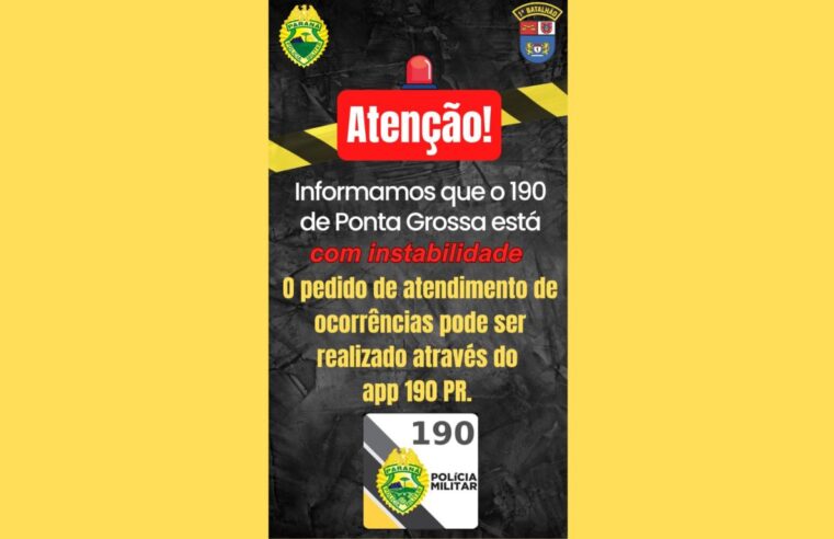 TELEFONE 190 DA PM SEGUE COM INSTABILIDADE, MAS APLICATIVO FUNCIONA NORMALMENTE