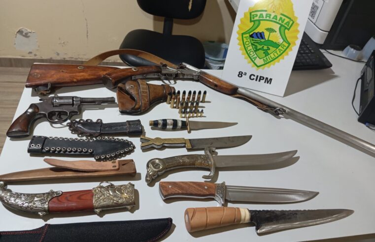 HOMEM É PRESO EM IVAÍ COM ARSENAL EM CASA APÓS AMEAÇAR FAMILIARES