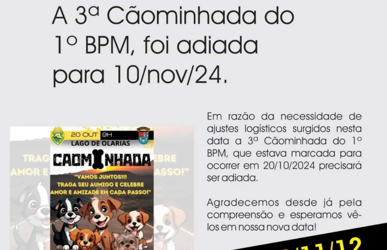 3º CÃOMINHADA DO 1ºBPM, DIA 10 DE NOVEMBRO