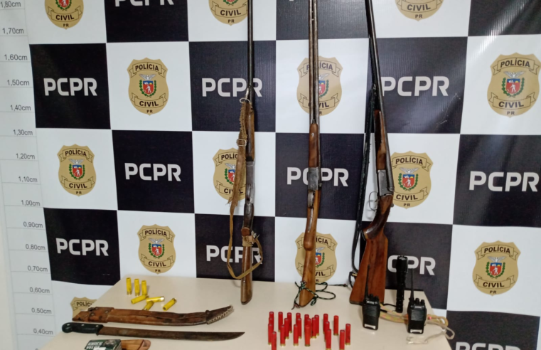 POLÍCIA PRENDE EM FLAGRANTE TRÊS CAÇADORES POR CRIMES DE MAUS TRATOS A CÃES E PORTE ILEGAL DE ARMA DE FOGO