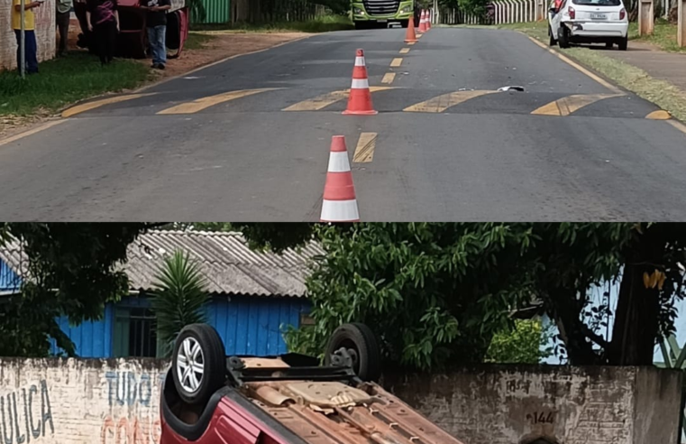 CARRO CAPOTA APÓS COLISÃO NA ALDO BONDE, PRÓXIMO AO CENTRO DE EVENTOS