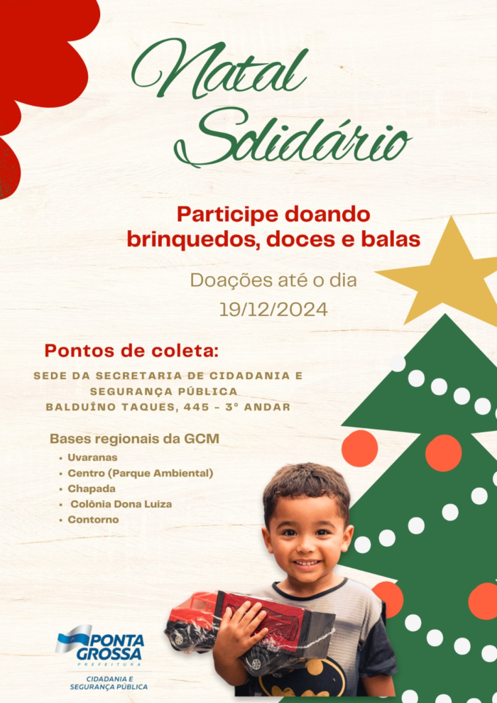 SECRETARIA DE CIDADANIA E SEGURANÇA PÚBLICA PROMOVE CAMPANHA DE ARRECADAÇÃO DE DOCES E BRINQUEDOS PARA O NATAL