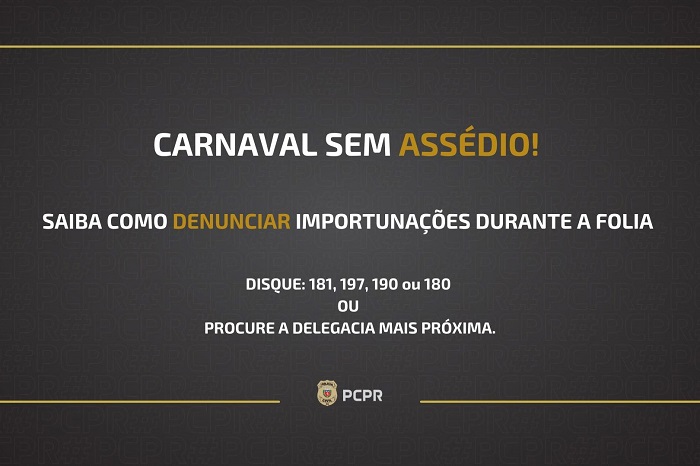 CAMPANHA ‘CARNAVAL SEM ASSÉDIO’ ENFATIZA QUE IMPORTUNAÇÃO SEXUAL É CRIME