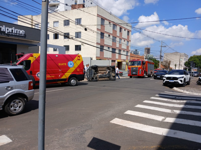 SANDERO BATE EM SAVEIRO ESTACIONADA E CAPOTA