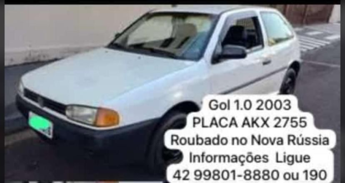 VEÍCULO GOL É FURTADO ; SUSPEITO USAVA BONÉ PRETO E BLUSA MARROM