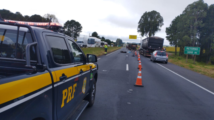 ACIDENTE FATAL NA BR-376: COLISÃO ENTRE MOTO E CAMINHÃO DEIXA UM MORTO
