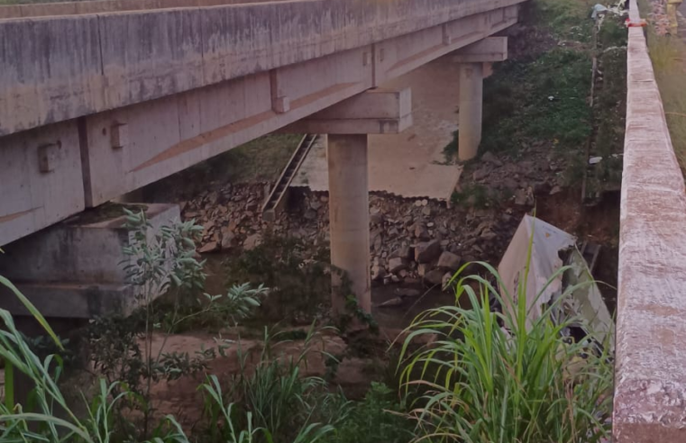 MOTORISTA MORRE APÓS CAMINHÃO CARREGADO COM FRANGO CAIR DE PONTE NA BR-376