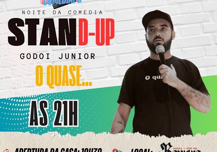 GODOI JUNIOR ESTARÁ NO PROJETO COMÉDIAPG DO ESPAÇO BAVIERA NO DIA 22