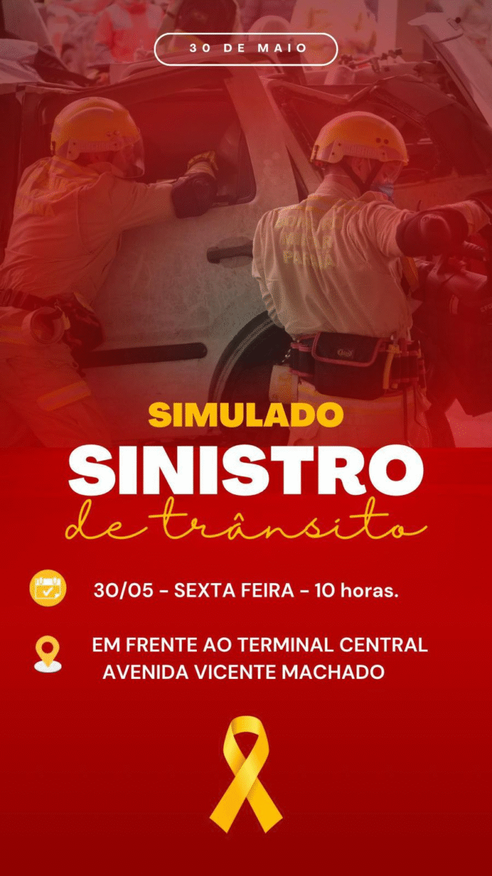 🚧 ATENÇÃO, MOTORISTAS E PEDESTRES! 🚧SIMULAÇÃO DE ACIDENTE SERÁ REALIZADA NESTA SEXTA EM PONTA GROSSA!