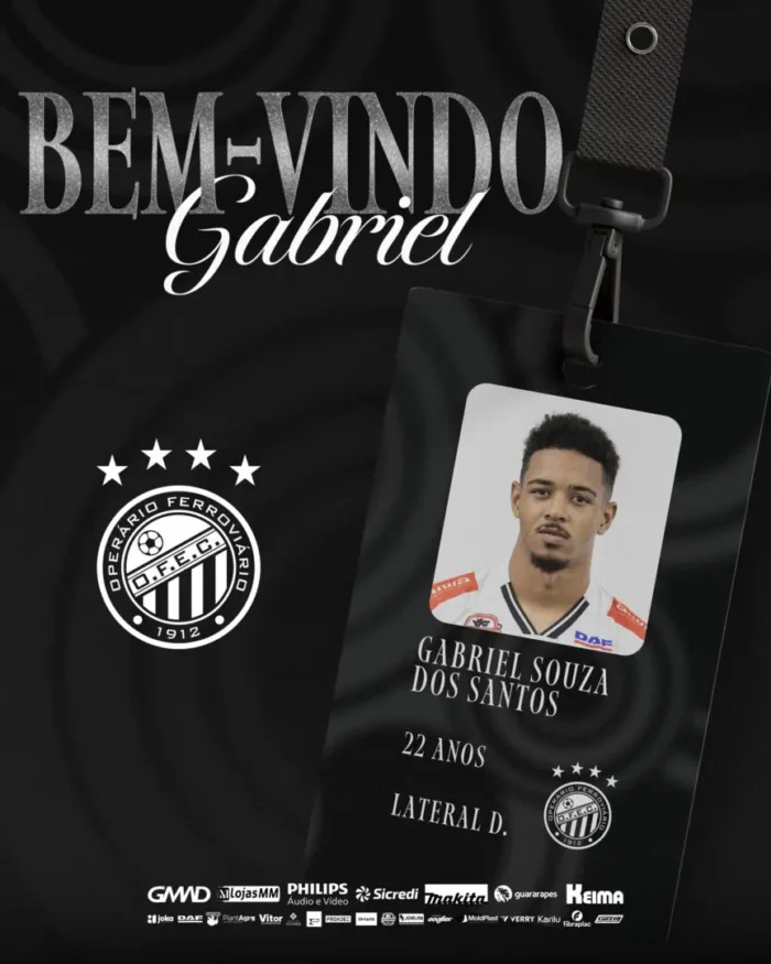 LATERAL GABRIEL SOUZA É O REFORÇO DO OPERÁRIO PARA A SEQUÊNCIA DA SÉRIE ‘B’