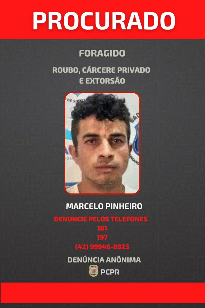 POLÍCIA CIVIL DIVULGA INFORMAÇÕES SOBRE FORAGIDO DA JUSTIÇA ENVOLVIDO NA PRÁTICA DE ROUBO DE CARGA NA PR 438