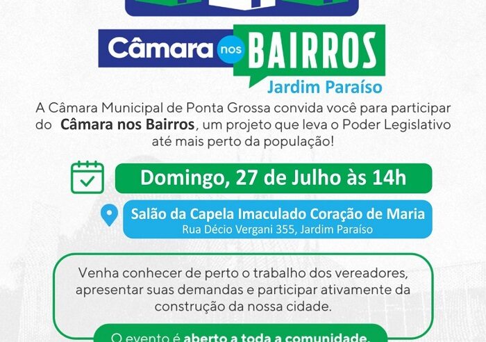 JARDIM PARAÍSO RECEBE A SEGUNDA ETAPA DO PROJETO ‘CÂMARA NOS BAIRROS’