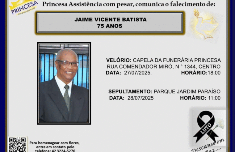 🕊️ FALECE O EX-PADRE JAIME, ATUALMENTE ESCRIVÃO DA POLÍCIA CIVIL