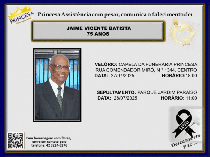 🕊️ FALECE O EX-PADRE JAIME, ATUALMENTE ESCRIVÃO DA POLÍCIA CIVIL