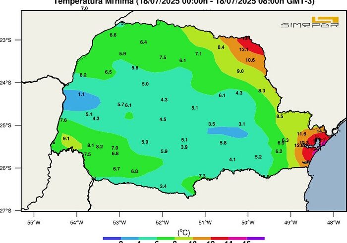 PONTA GROSSA TEVE TEMPERATURA MÍNIMA DE 3,1º C NO AMANHECER DESTA SEXTA-FEIRA
