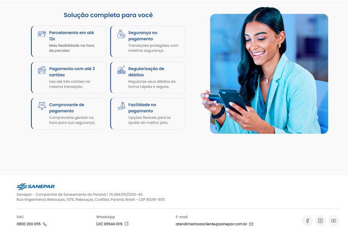 SANEPAR DISPONIBILIZA PAGAMENTO DE BOLETO COM CARTÃO DE CRÉDITO PELO SITE