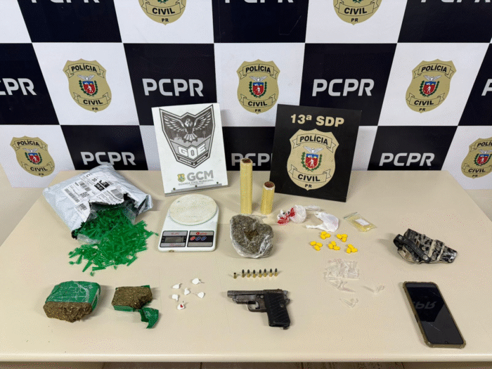 POLÍCIA CIVIL E GUARDA CIVIL MUNICIPAL PRENDEM TRAFICANTE COM ARMA E DROGAS