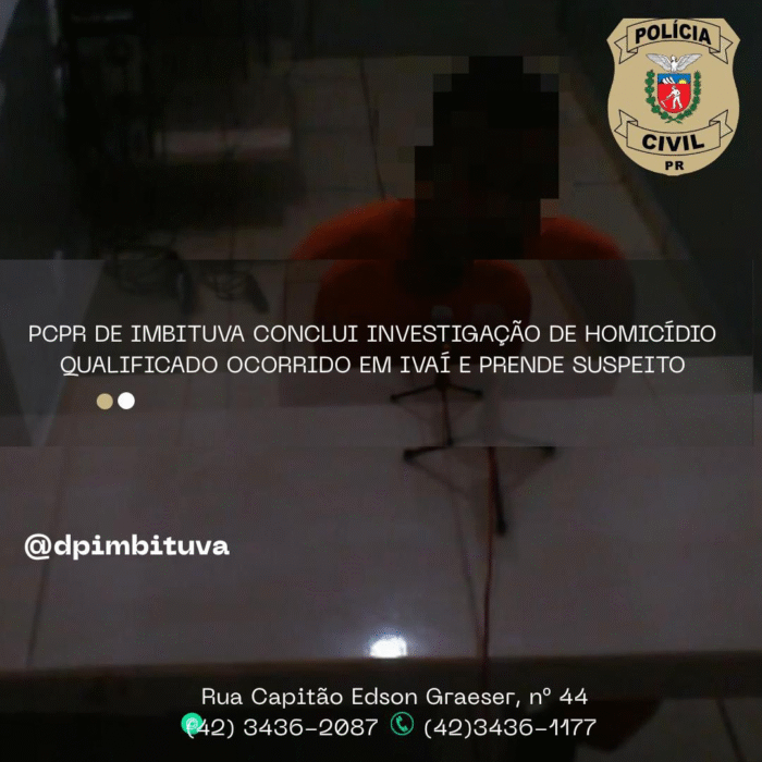 PCPR CONCLUI INVESTIGAÇÃO DE HOMICÍDIO QUALIFICADO E PRENDE SUSPEITO
