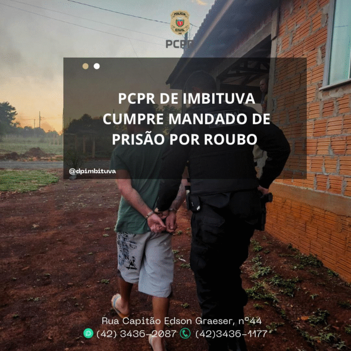 PCPR DE IMBITUVA CUMPRE MANDADO DE PRISÃO POR ROUBO