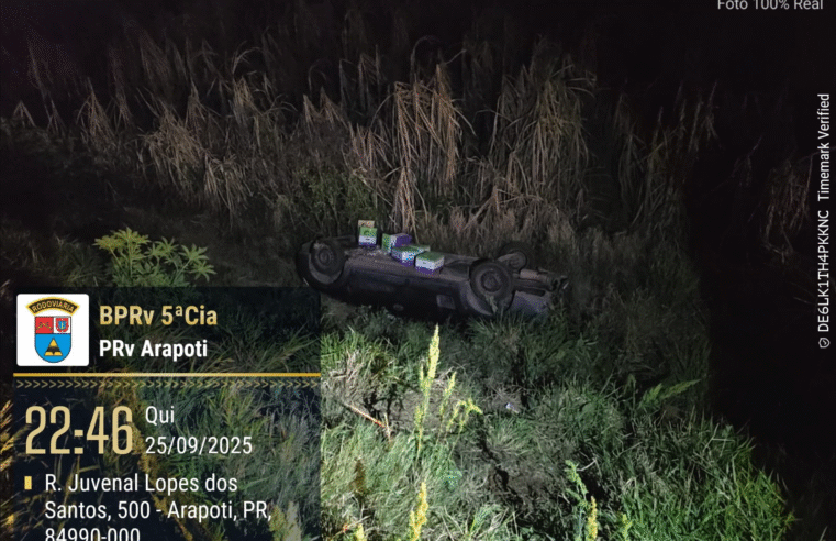 CAPOTAMENTO NA PR-092 DEIXA MOTORISTA COM FERIMENTOS