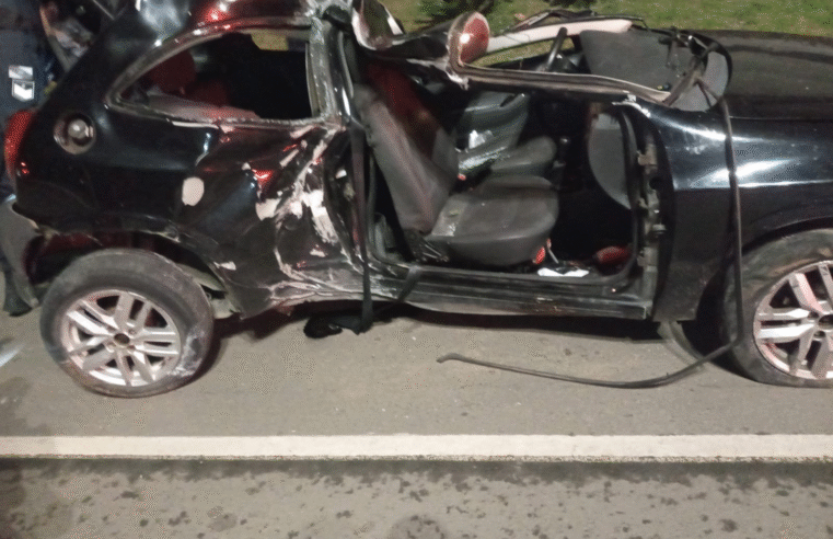 MOTORISTA EMBRIAGADO COLIDE CONTRA POSTE NA AVENIDA VISCONDE DE TAUNAY