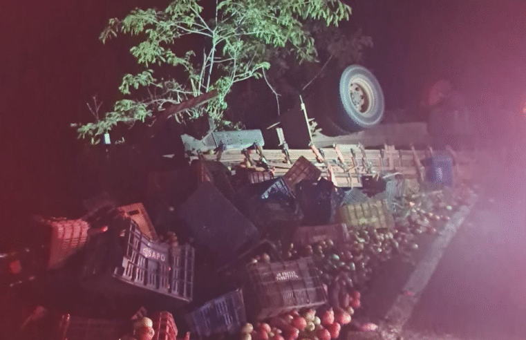 MOTORISTA MORRE APÓS CAMINHÃO CAPOTAR NA PRC-487