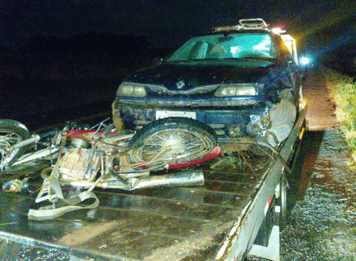 MOTOCICLISTA FICA FERIDO APÓS VIOLENTA COLISÃO FRONTAL NA PR-090