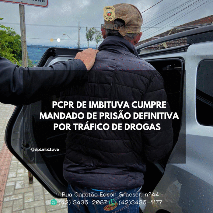 PCPR CUMPRE MANDADO DE PRISÃO POR TRÁFICO DE DROGAS