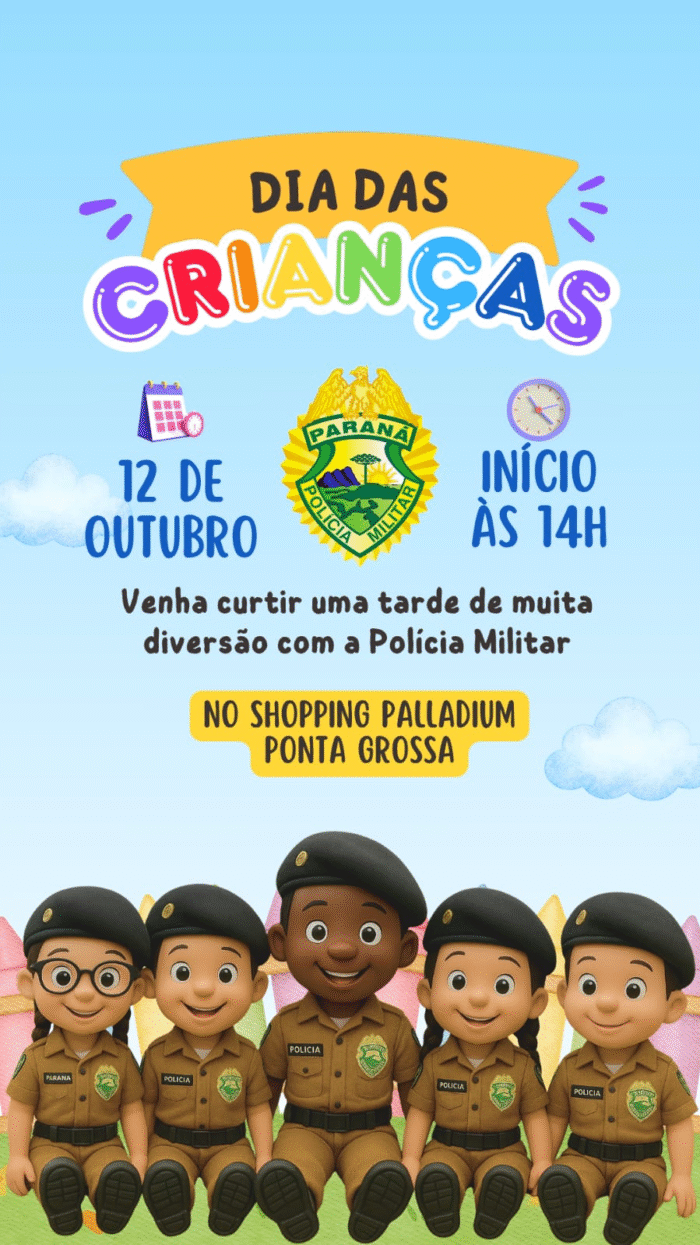 POLÍCIA MILITAR REALIZA AÇÃO DE PROXIMIDADE NO SHOPPING PALLADIUM EM COMEMORAÇÃO AO DIA DAS CRIANÇAS
