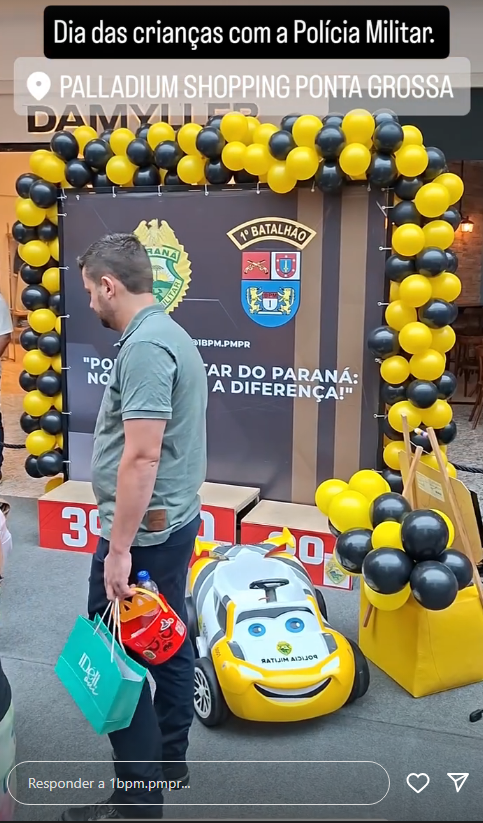 POLÍCIA MILITAR COMEMORA DIA DAS CRIANÇAS COM A COMUNIDADE NO SHOPPING PALLADIUM EM PONTA GROSSA