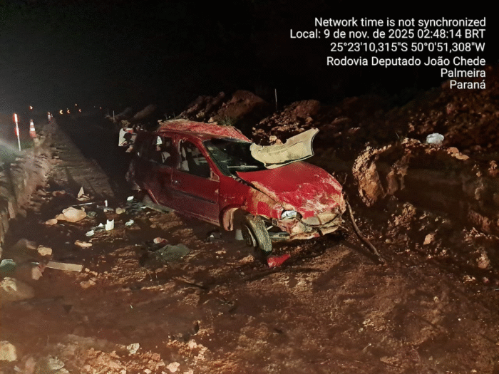 CAPOTAMENTO NA PR-151 EM PALMEIRA MATA CRIANÇA DE 4 ANOS E DEIXA CINCO FERIDOS