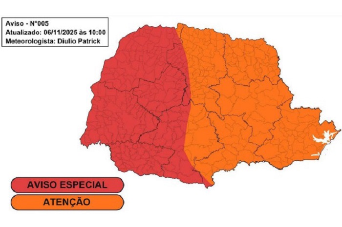 SIMEPAR PREVÊ VENTOS ACIMA DE 80 KM/H E CHUVAS DE 50 MM NA SEXTA-FEIRA